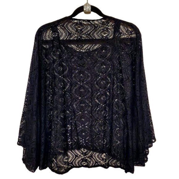 Boho Layered Fishnet High/Low Maxi Skirt. One Size - Picture 6 of 6